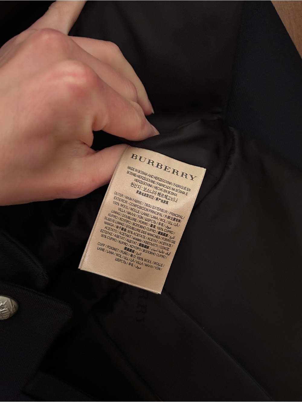 Burberry Ridgeton Wool Military Blazer Jacket In Navy Size 6/ IT 40 - Picture 9 of 9